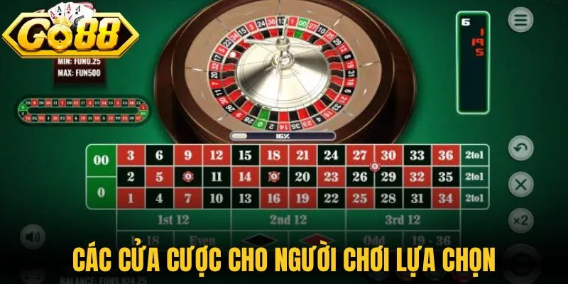 Roulette Online - Khám Phá Vòng Quay Casino Go88 Hấp Dẫn 2 Các cửa cược cho người chơi thoải mái lựa chọn